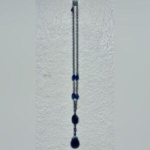 Vintage Blue & Silver-tone Pendant Necklace